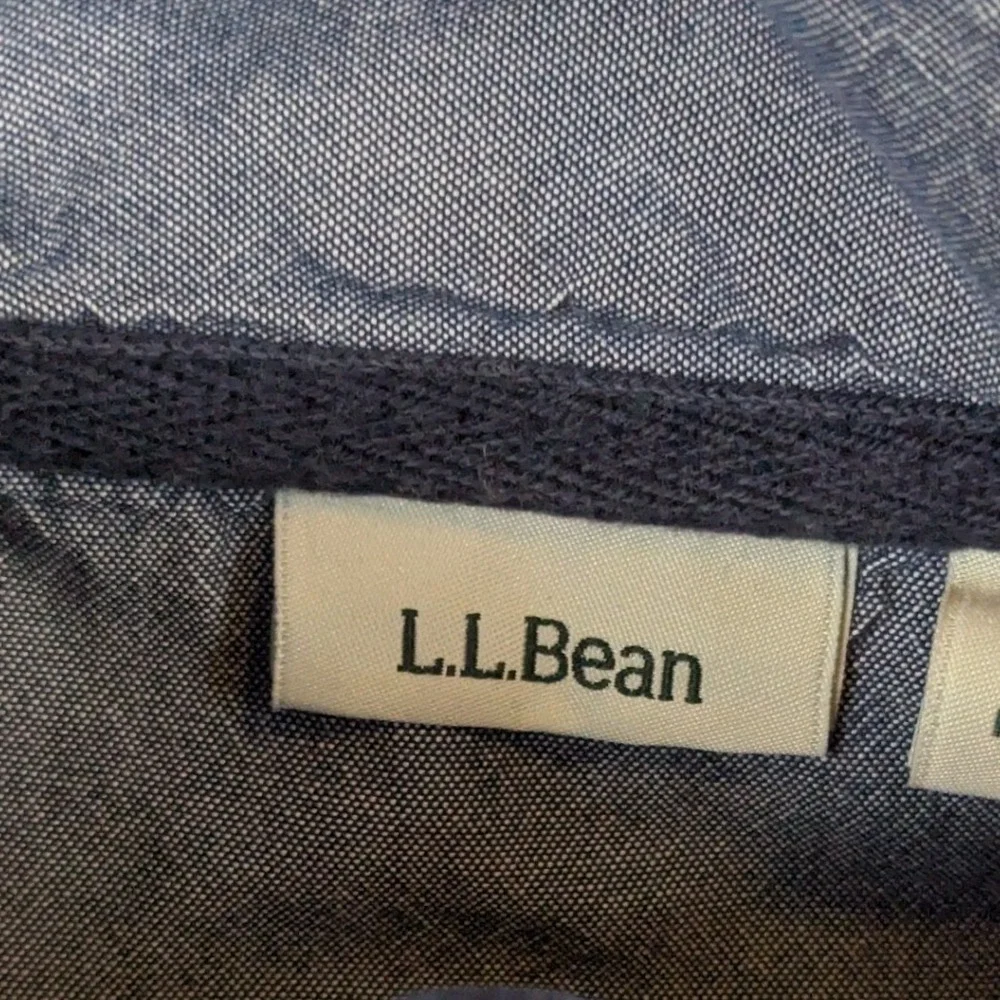 LL Bean Mens‎ M Navy Blue 100% Cotton Quarter Button Mock Neck Pullover 501541